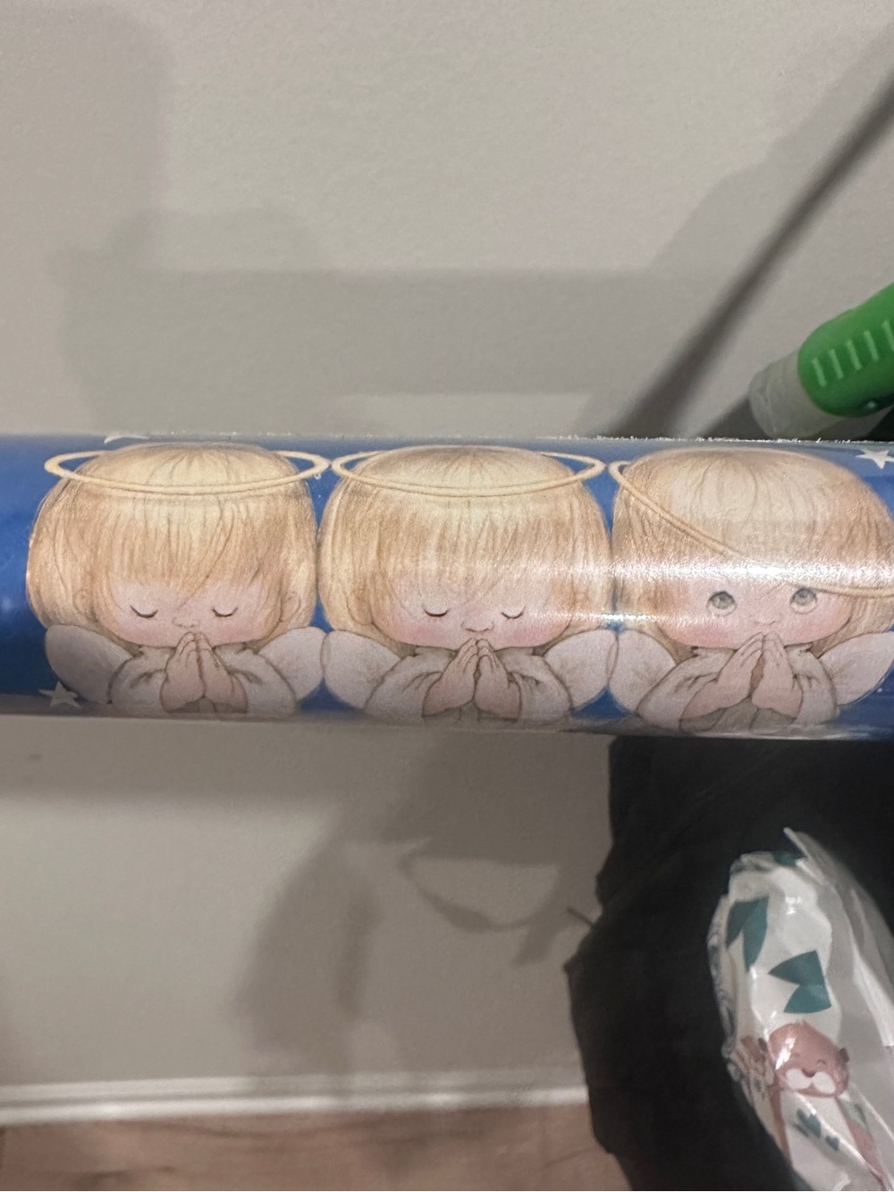 Hallmark Blue and Gold Angel Holiday Celebration Gift Wrap Roll Studio Color